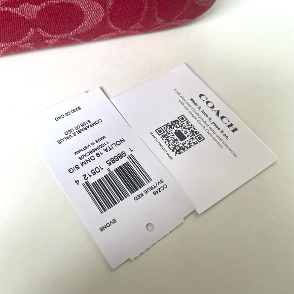 Coach Nolita 19 Signature Denim Leather Wristlet True Red CCZ48 - Picture 13 of 13